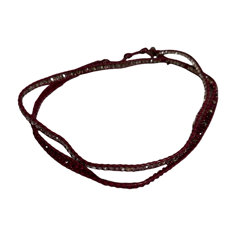 Red and Silver Braided Necklace